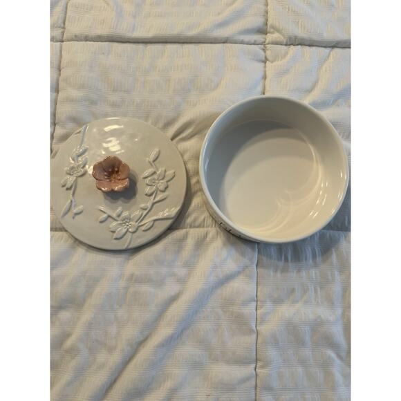 Rae Dunn Best Mom Rose Floral Ceramic Candy Dish Jewelry Bin Floral - Picture 3 of 5